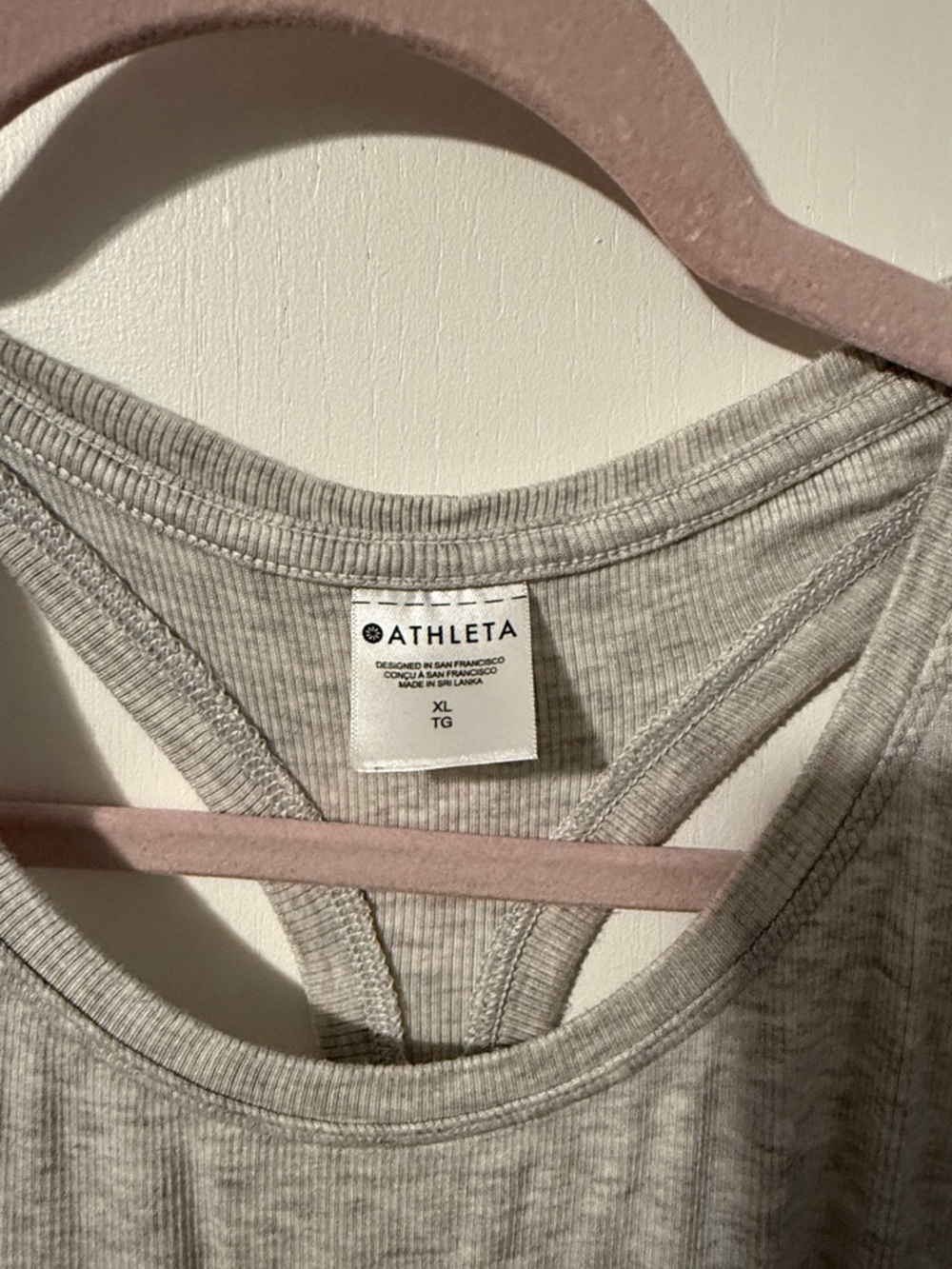 Athleta Heathered Light Gray Ribbed Racerback Tank - Picture 2 of 3